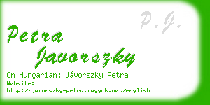 petra javorszky business card